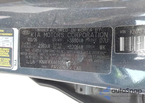 2016 Kia Forte Lx from USA, damaged, VIN KNAFK4A61G5611356